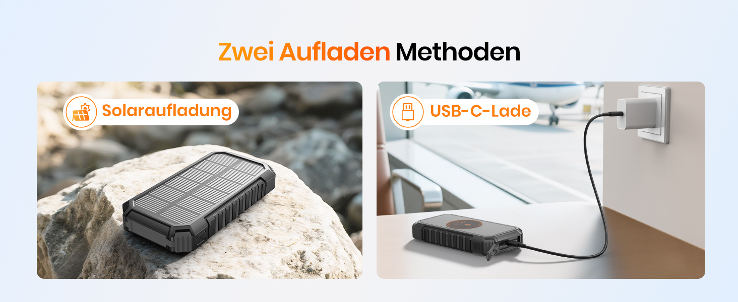 Портативний зарядний пристрій ADDTOP Solar Power Bank 26800mAh з сонячною панеллю, USB-C, 3.0A, 4 виходи для смартфонів та планшетів, ліхтар для кемпінгу та відпочинку на природі (Чорний)