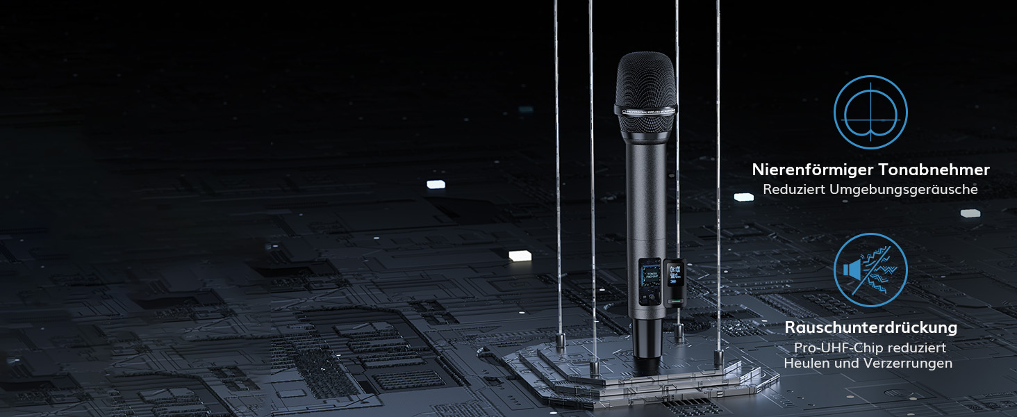 TONOR TW550 Бездротовий мікрофонний комплект з функцією автосканування, PRO-UHF, 2 мікрофони, 80 м радіус дії, 6,35 мм/3,5 мм, для караоке, вечірок, церкви, DJ