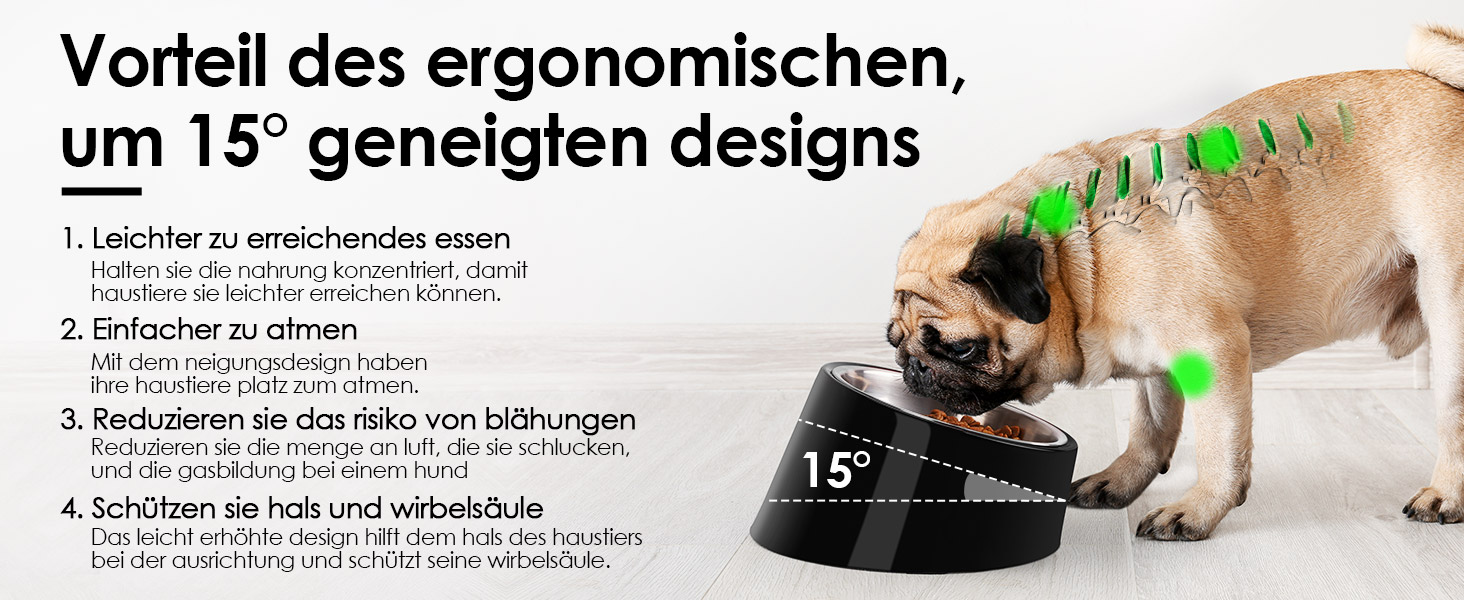 Нахилений годівниця для собак та котів SuperDesign 15°, зелений, 150 мл, з антиковзним підставкою