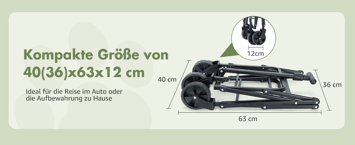 Транспортер для собак на колесах, велика візок для собак та котів до 18 кг (Чорний, Сірий)