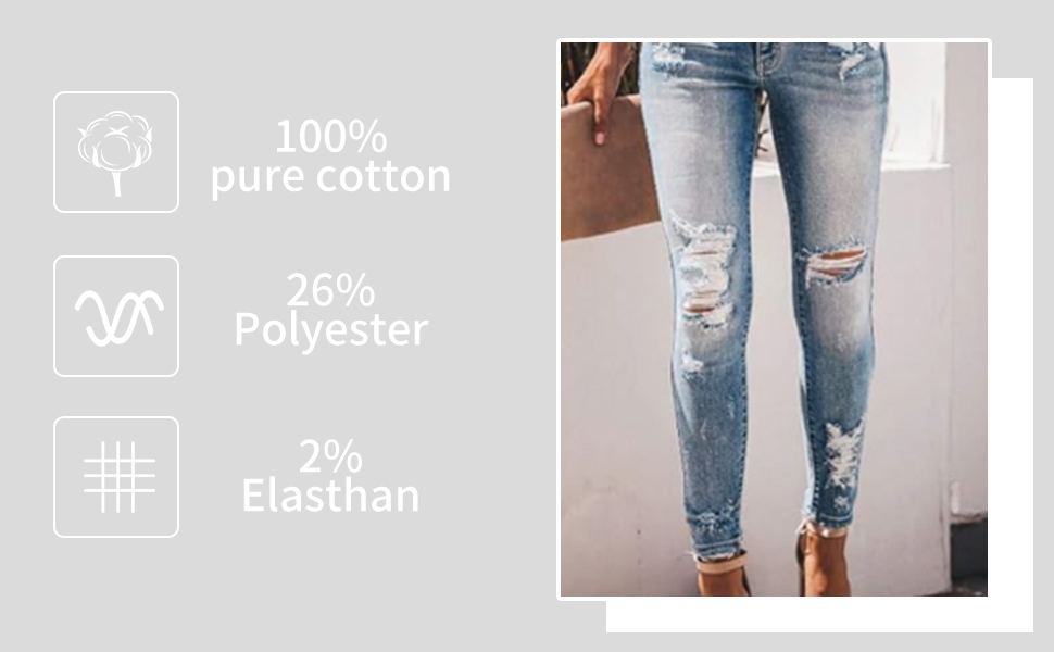 Джинси жіночі стрейч Slim з потертостями та високою талією, блакитні. Модні вузькі джинси Streetwear