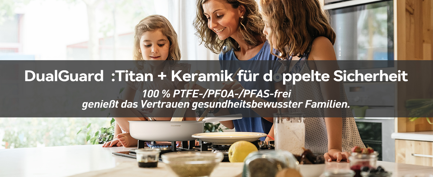 Сковорода керамічна 28 см з кришкою Titan, антипригарна, без PTFE/PFOA, для всіх типів плит - біла