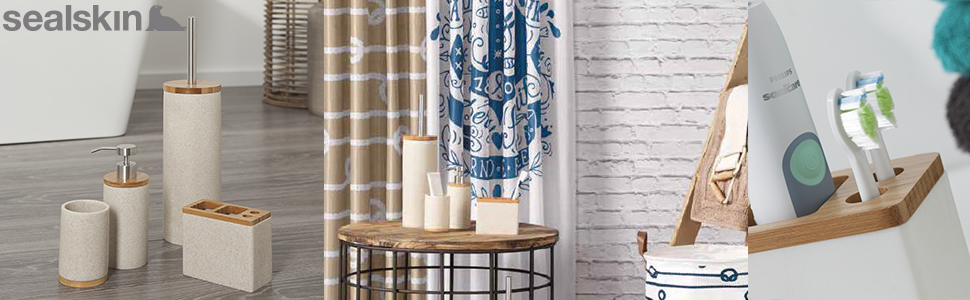 Підставка для електричної зубної щітки Sealskin Grace, для зберігання насадок та пасти, пісок, полірезин, 6 x 12.3 x 10.2 см