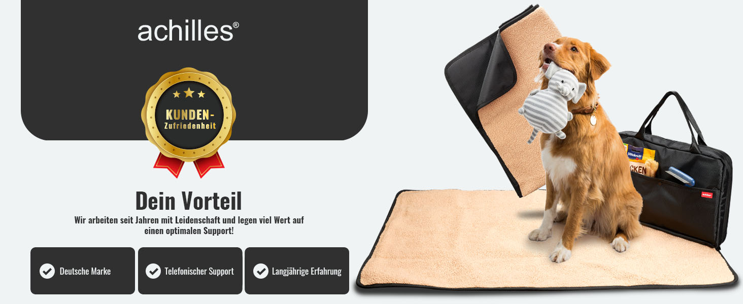 Килимок для собак Achilles Reisedecke, м'який, з імітацією овечої вовни, 100x70 см, чорний, для подорожей, з сумкою, можна прати