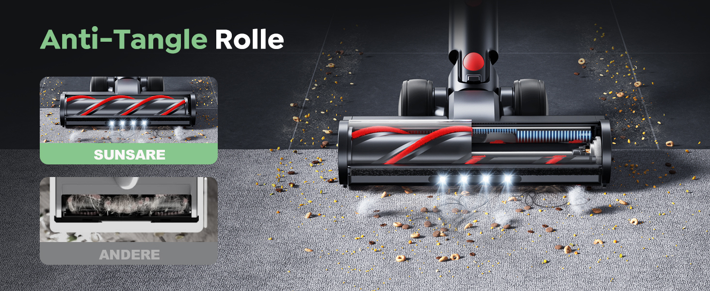 Бездротовий акумуляторний пилосос SunSare 450W з LED-дисплеєм, потужність 40000Pa, для підлоги, килима, шерсті тварин