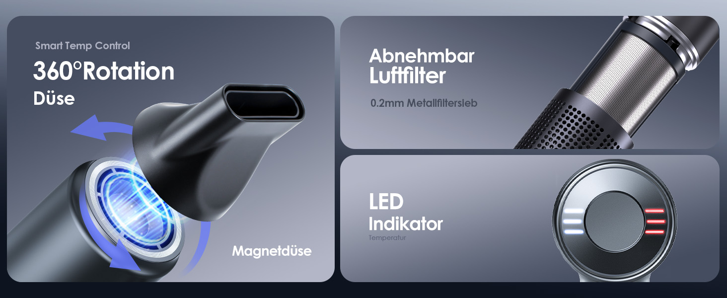 Іонізатор волосся Bopcal, 160000 об/хв, 500 млн іонів, з насадкою-дифузором, професійний фен для дому, салону, подорожей, 12 режимів, чорний