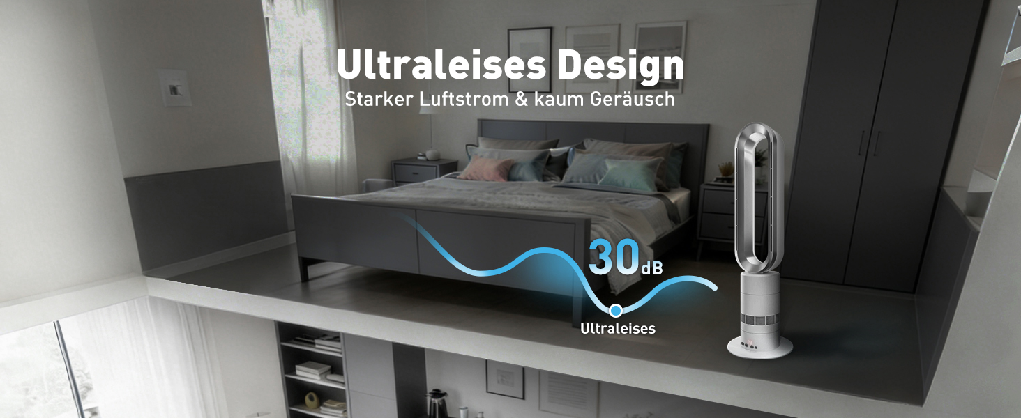 Безлопатевий вентилятор-нагрівач TP18Pro 2-в-1: охолодження та обігрів, 10 режимів охолодження, 3 режими обігріву, дистанційне та сенсорне керування, тихий та енергоефективний DC-двигун