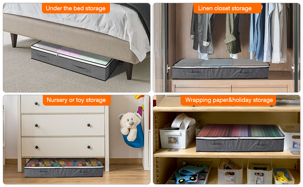 Коробки для зберігання під ліжко AiQInu (2 шт.) 100x50x18 см, складні, з вікном, для одягу, ковдр, постільної білизни