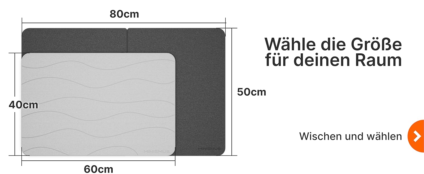 Швидкосохнучий килимок для ванної кімнати з діатоміту Minismus, світло-сірий, 60x40 см — абсорбуючий та протиковзкий коврик у ванну