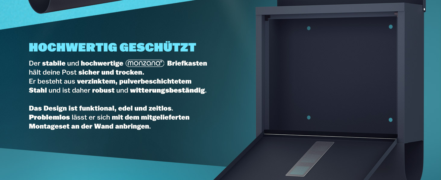 Поштовий ящик Monzana Kreuzschloss з мідним циліндром, сталевий, чорно-срібний (антрацит) 31x10x34 см, з вікном для газет та іменним шильдиком, 2 ключі