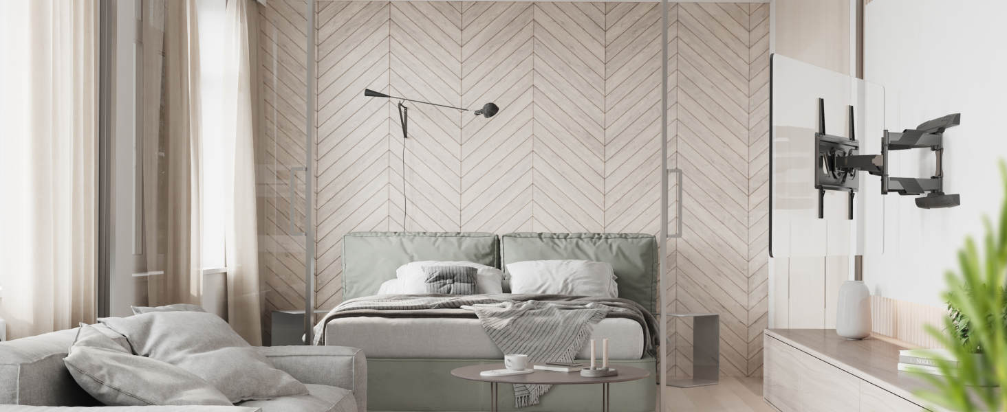 Кріплення для телевізора RICOO S9544: поворотне та нахильне, для телевізорів 40-65 дюймів, VESA 400x400, до 45 кг, універсальне, пласке, curved