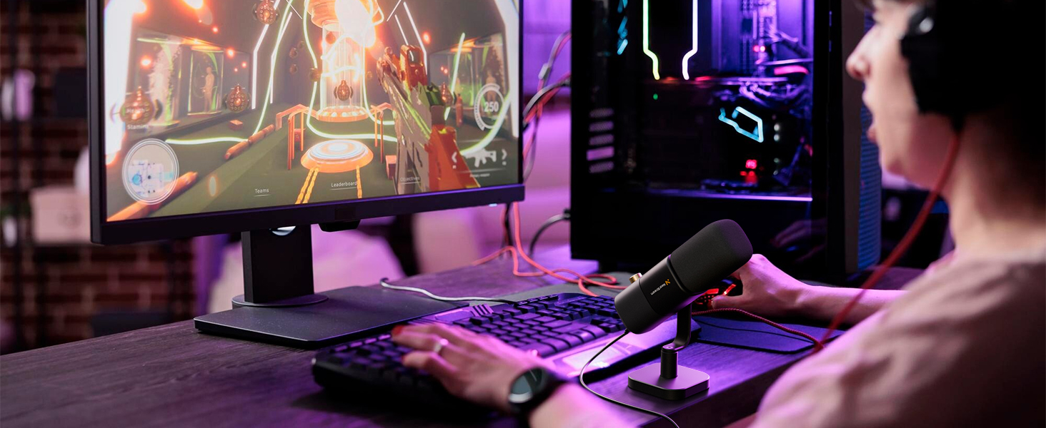 Конденсаторний мікрофон NearStream AM25X з підставкою: USB/XLR, для стрімінгу, подкастів, ігор (PC/PS5/PS4), з функцією моніторингу та шумозаглушення