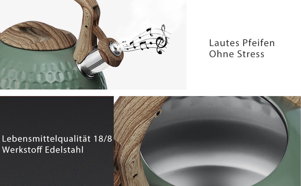 Чайник Poliviar Teekessel Diamant-Grün з нержавіючої сталі, стійкий до корозії та високих температур, підходить для всіх типів плит (JX2020-RH30-DE)