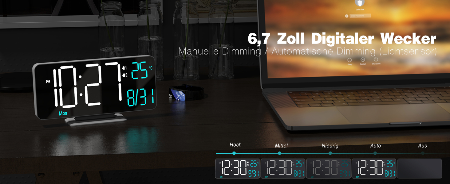 Цифровий LED годинник-будильник KOSUMOSU 6.7