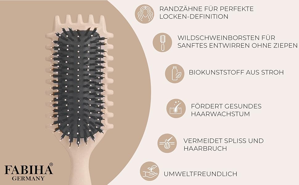 Преміум щітка Lockenbürste для кучерявого волосся - біо-щітка без заплутування, щетина дикого кабана, оригінальна 3-в-1 для локонів (лавандовий, бежевий)