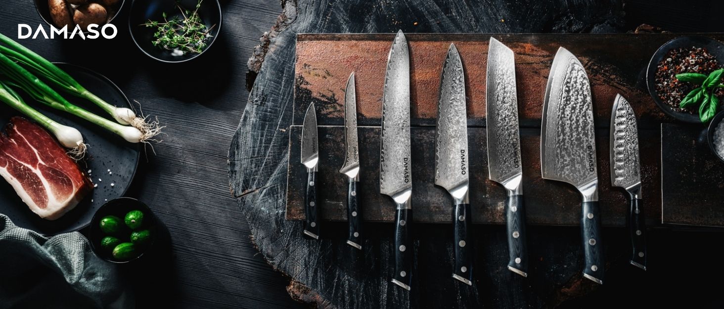 Кухонний ніж Santoku Damaso 12,7 см, 67 шарів дамаск, японський, Black Pearl
