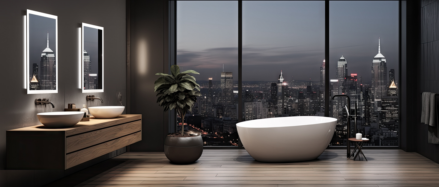 Дзеркало для ванної кімнати з підсвічуванням 50x70 см, LED, антизапар, 2 кольори світла (3000K/6500K), прямокутне, без рами