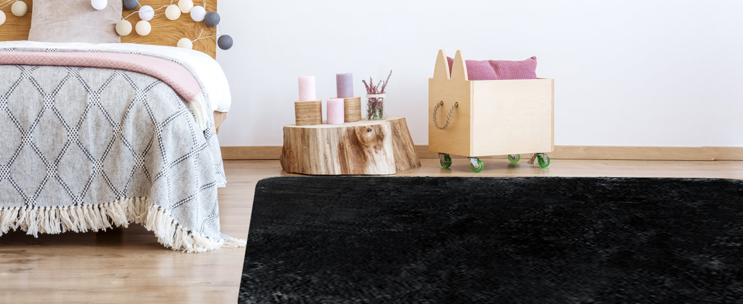 Чохол для ліжка CHOSHOME, м'який килим для спальні, вітальні, дитячої кімнати, штормовий, антиковзаюча підкладка, 90x150 см, 200x290 см (Чорний)