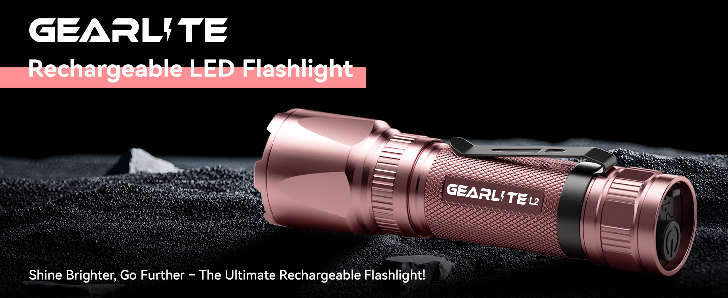 Ліхтар налобний LED Gearlite, перезарядна суперяскрава тактична рукавичка з функцією зуму, 3000 люмен, 3 режими світла, водонепроникний IP65, для кемпінгу, риболовлі, активного відпочинку, надзвичайної ситуації (рожевий, 1 шт.)