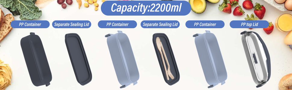 Ланчбокс Brotdose з 3 ярусами, 2200 мл, Bento Box з посудом, роздільники, BPA Free, для мікрохвильової печі, бежевий, 19.5 x 11.2 x 15 см, PP матеріал