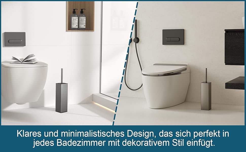 Набір для туалету BVL з щіткою та тримачем, метал, силікон, сірий