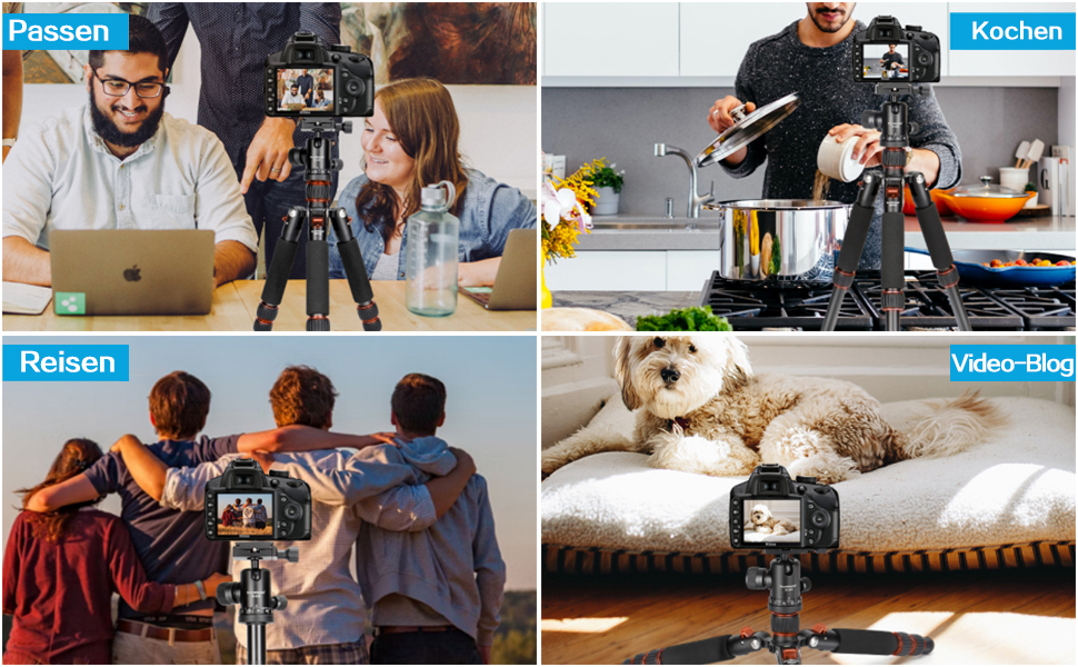 Міні штатив Koolehaoda для камери з алюмінію, 63 см, портативний, з кульковою головкою 360° та QR-платформою для DSLR/відеокамер, до 10 кг (Помаранчевий)