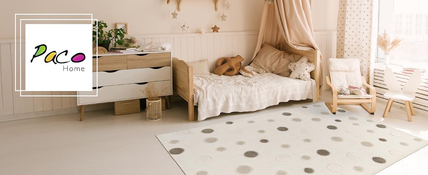 Дитячий килим Paco Home Kinderteppich 80x150 см, бежевий з левом, 3D ефект, м'який, гіпоалергенний, для дитячої кімнати