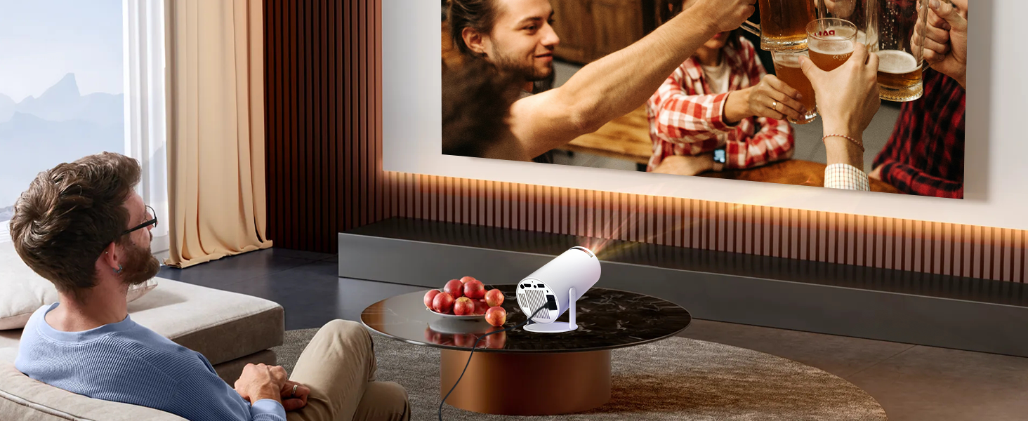 Портативний проєктор LYNCAST HY300 Pro з Wi-Fi, Bluetooth та Android 11: 1080P/4K, поворотний на 180°, для домашнього кінотеатру та на відкритому повітрі
