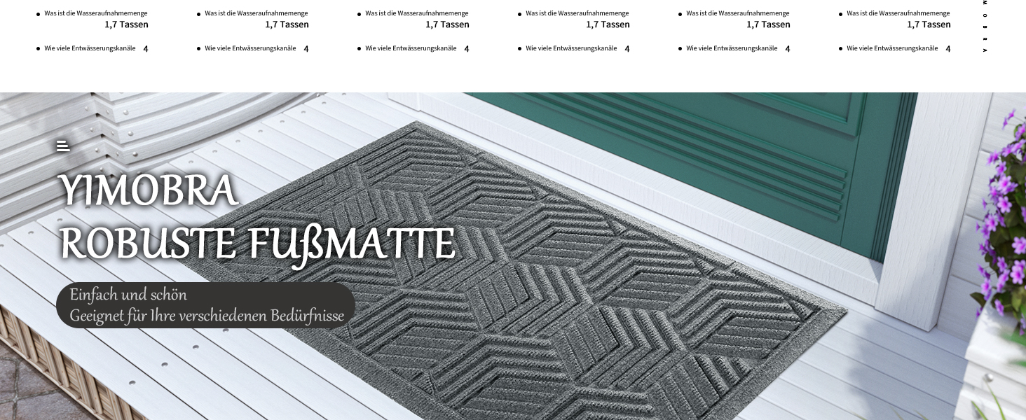 Килимок для дому та вулиці Yimobra - антиковзаючий, миючий, вологостійкий, 75 x 43 см, чорно-сірий