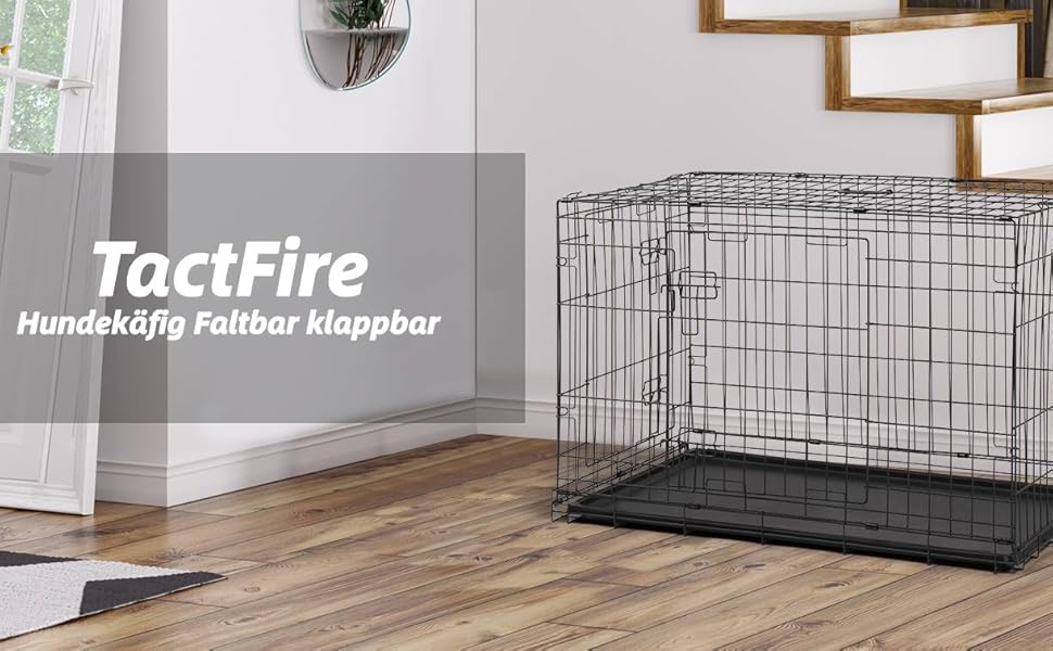 Клітка для собак складана з 2 дверцятами, переноска для собак в авто з піддоном (XL) 107 x 68 x 75 см