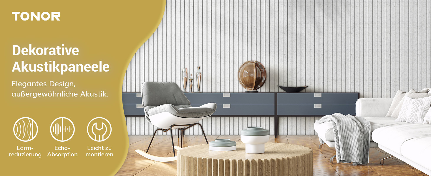 Акустичні панелі TONOR самоклеючі для звукоізоляції 120x60x1.9 см, шумопоглинаючі панелі для студії, офісу та дому, сірі (8 шт)