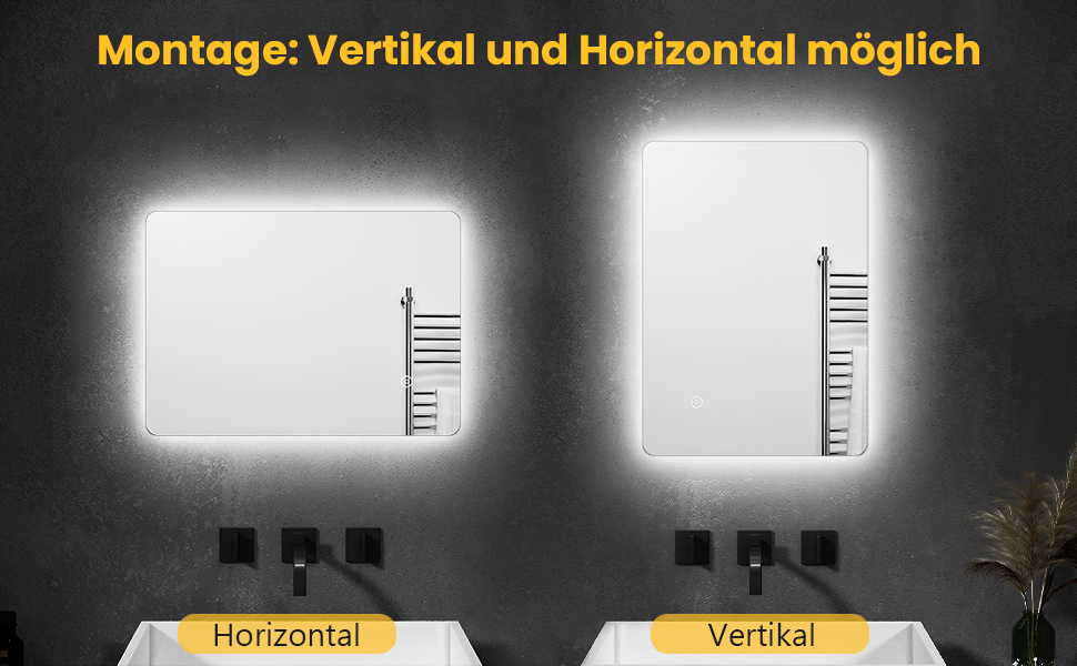 Елегантне дзеркало для ванної кімнати з LED-підсвічуванням 40x60 см, холодне біле світло, енергозберігаюче, настінне