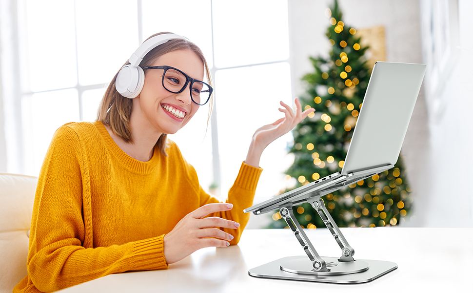 MCHOSE Adjustable Laptop Stand - Ergonomic Aluminum Laptop Riser for Desk - 360° Rotation - Compatible with MacBook Air & 10-17' Laptops