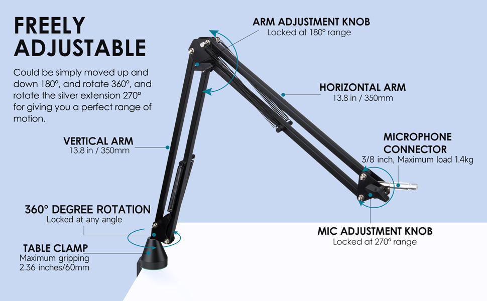 Кріплення для мікрофона YOUSHARES з металевою клямкою та поп-фільтром для Shure MV7