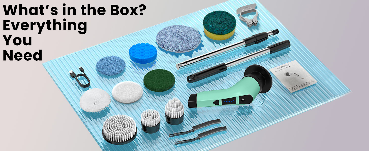 Електрична щітка для чищення швів та поверхонь з 10 насадками, регульована ручка для ванної, кухні, авто, підлоги