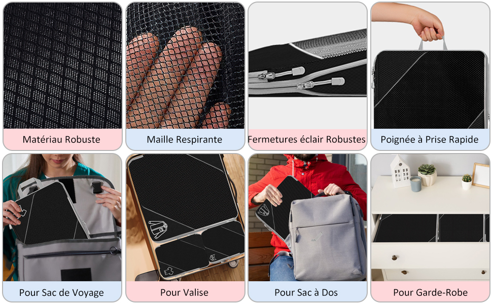 Органайзер для валізи, набір 6 шт. (Compression Packing Cubes), чорний