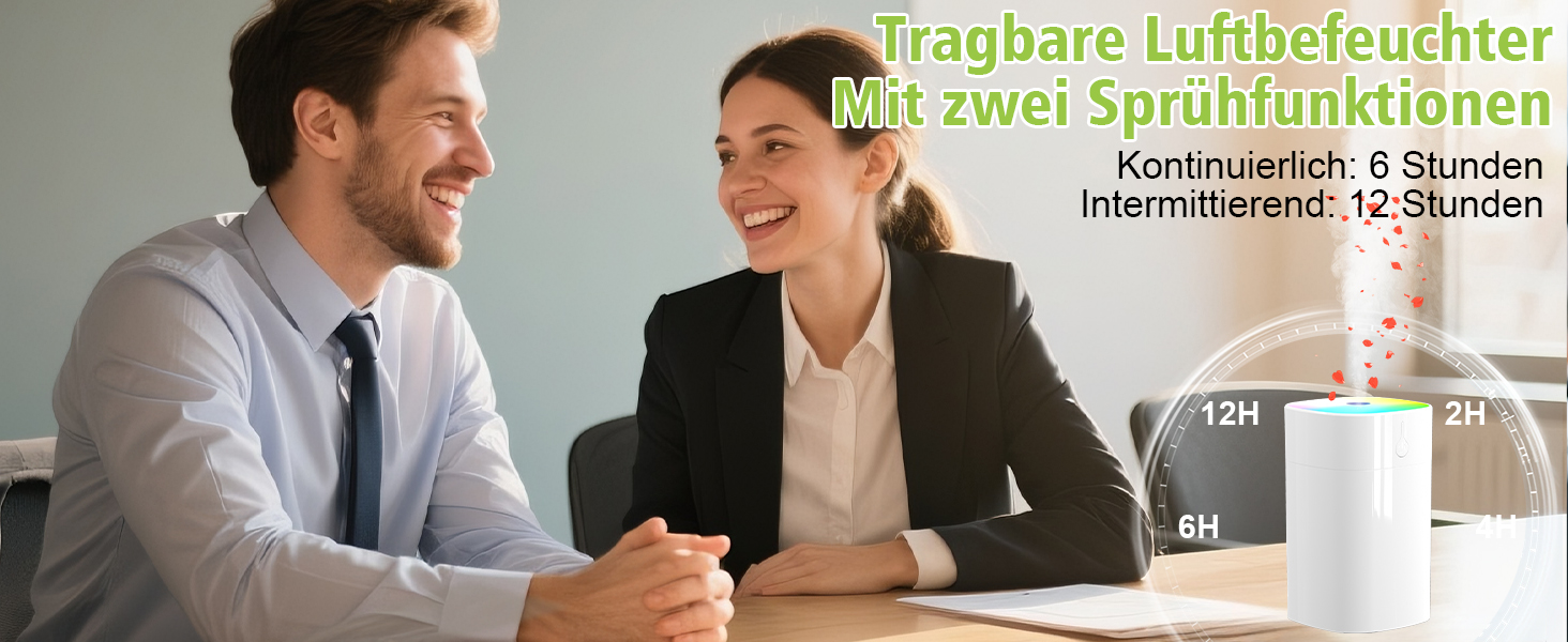 Портативний міні-увлажнитель повітря для спальні, 400 мл аромадифузор для дому, особистий настільний зволожувач для рослин, аромадифузор для дому, 2 режими, нічник, автоматичне вимкнення, чорний