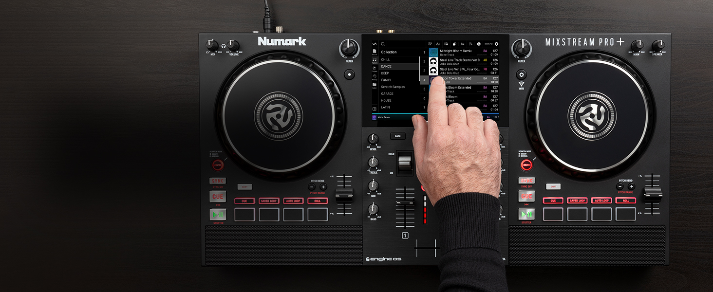 DJ-контролер Numark Mixstream Pro+ з розділенням STEM, 2 деки, Wi-Fi, 7