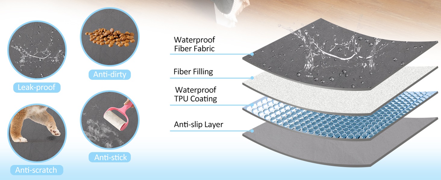 Водонепроникний захисний чохол для собачого дивана HezzLuv, ковдра для тварин, простирадло на матрац, захист меблів, миється, двосторонній, стійкий до подряпин, стійкий до шерсті тварин, для цуценят, середніх та великих собак та котів (сірий, 203x152 см)