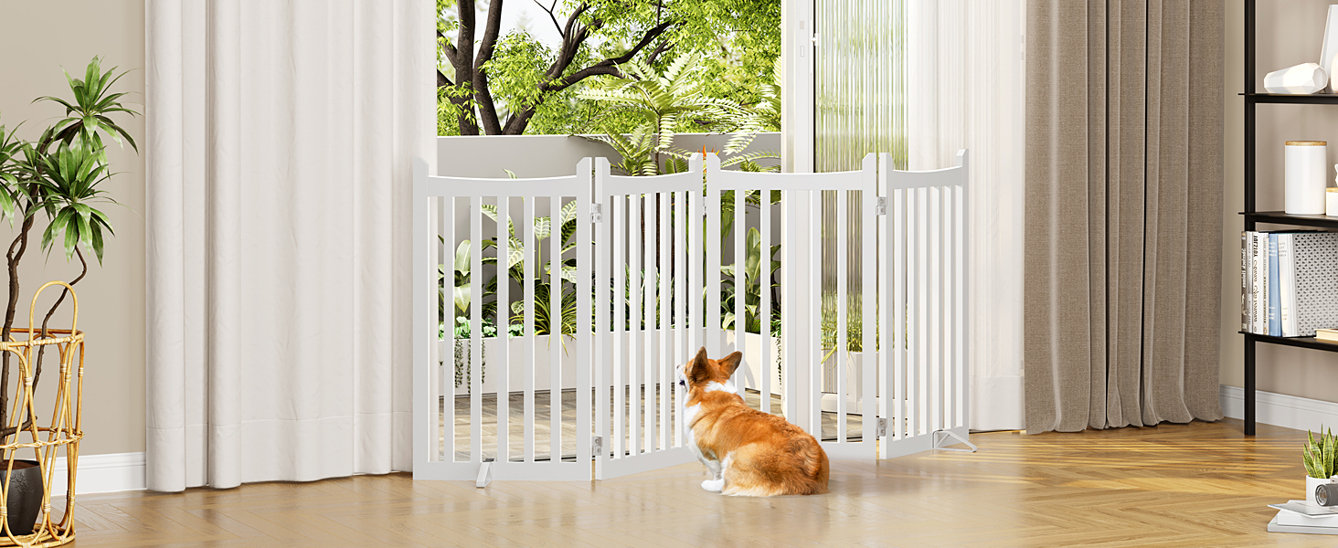 Захисне ґратка для собак Yaheetech, 90.5 x 201.5 см, білий, 4 панелі