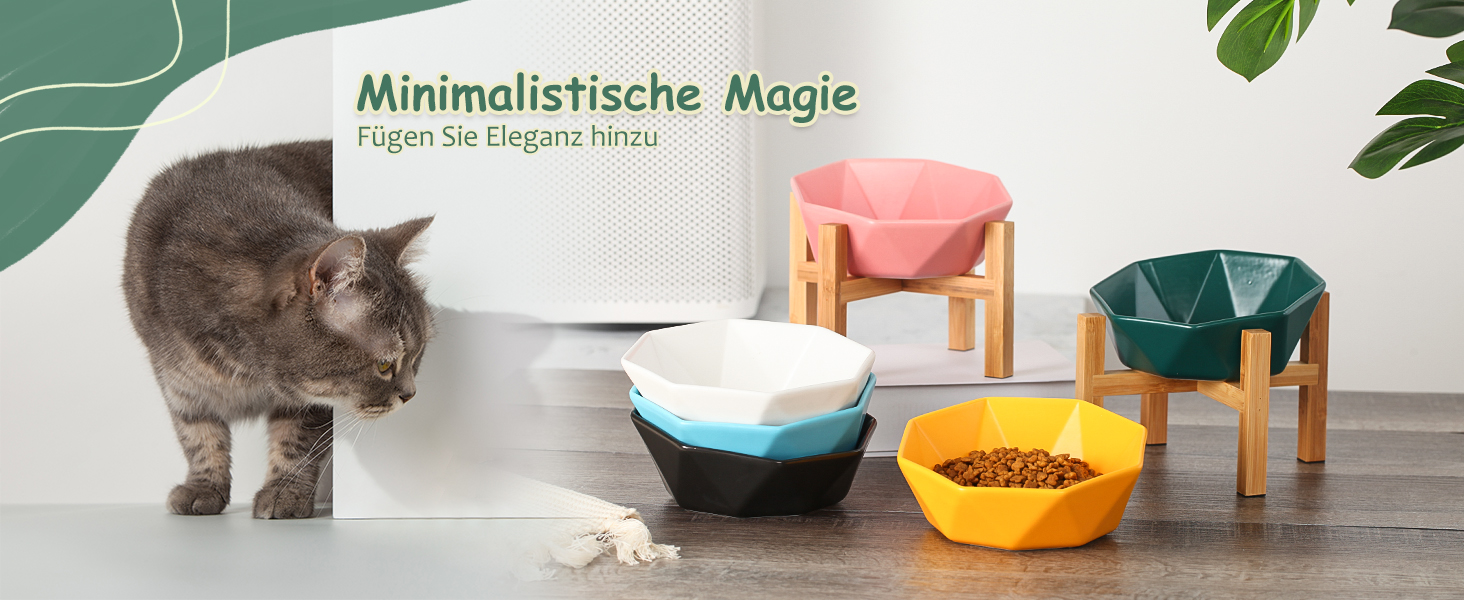 Керамічна годівниця для котів та собак на підставці, нахилена, зелена, 1 шт.