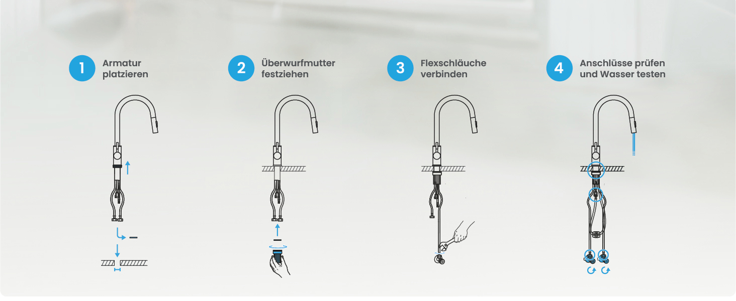 Кухонний змішувач Bächlein Plivo з нержавіючої сталі (щіткова обробка) – одноручний висувний кран для кухні з поворотним виливом 360° (матова чорна обробка)