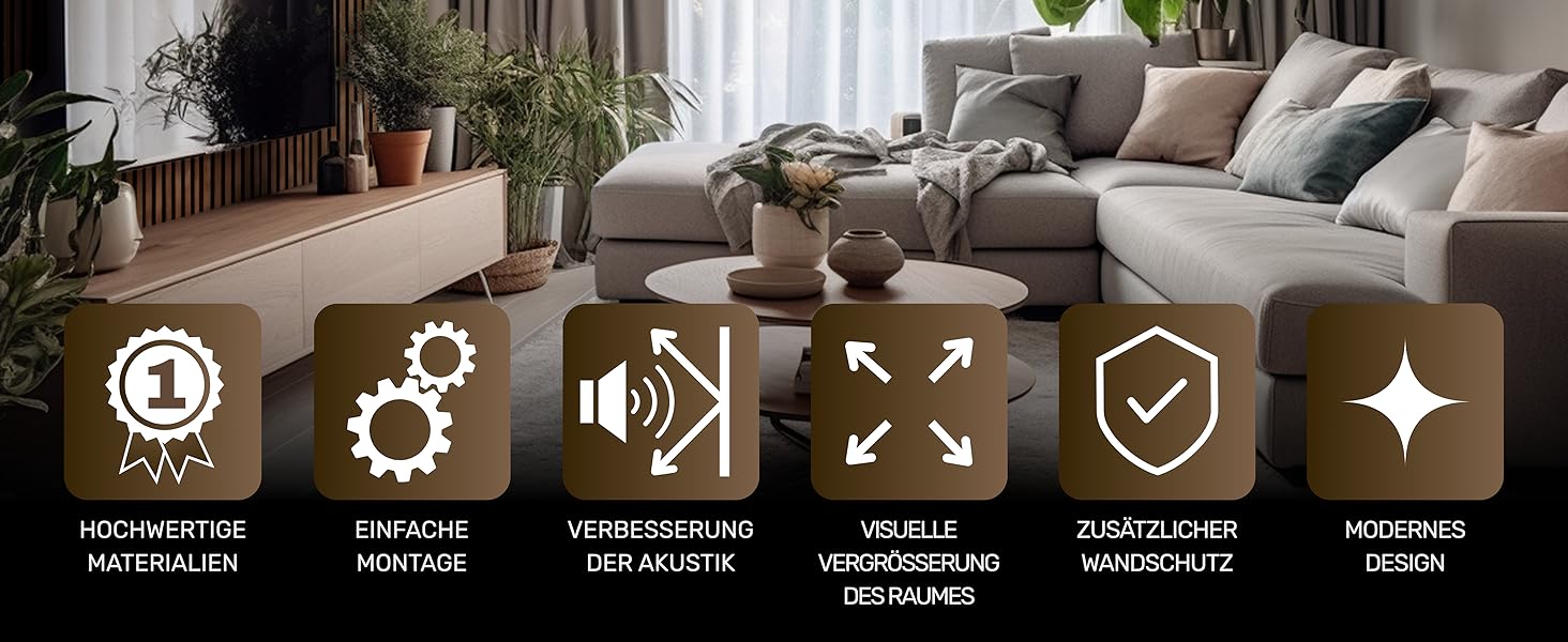 Акустичні настінні панелі з фетру Antique Bronze 345, комплект 2 шт. (275х27 см), 1.485 м² — декоративне оздоблення стін