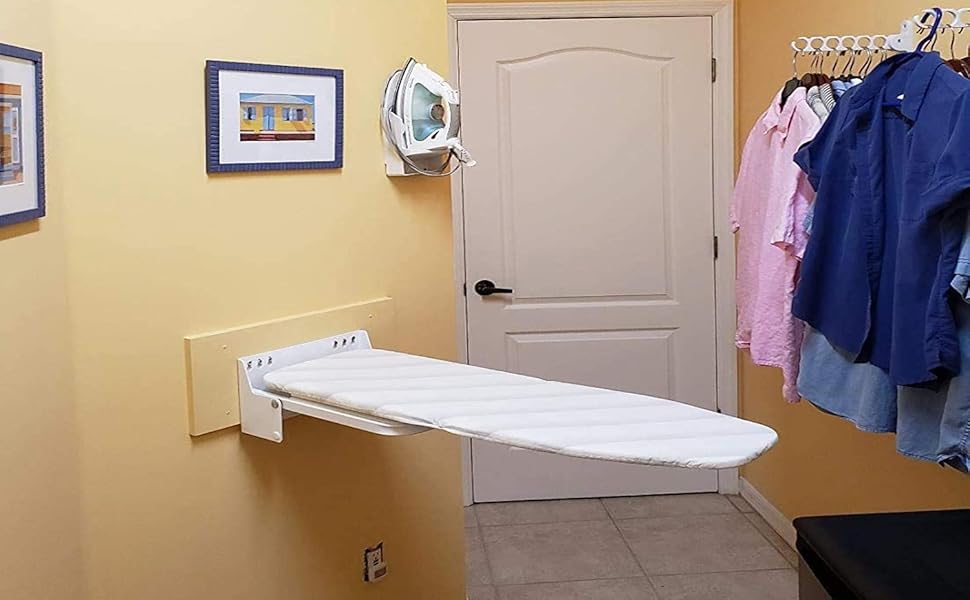 Настінна гладильна дошка Wandmontage Bügelbrett від uyoyous, 95x30 см, біла, з термостійким чохлом, 180° обертання
