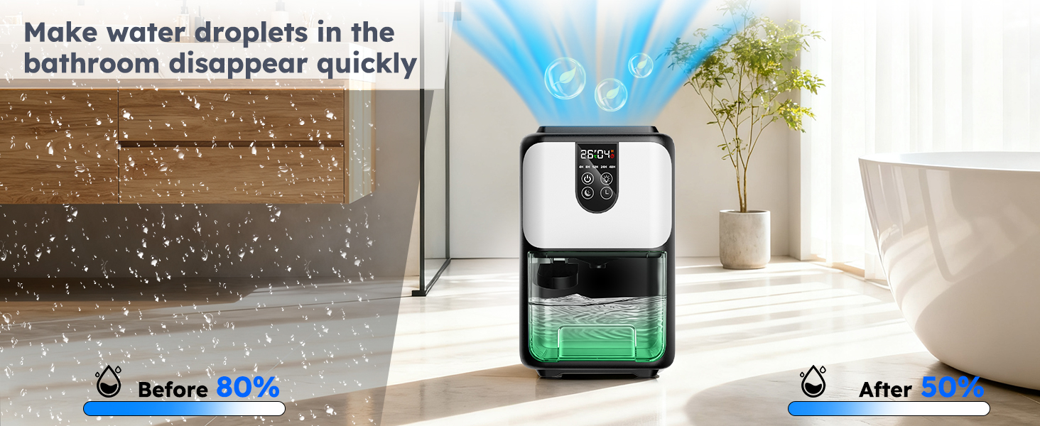 Електричний осушувач повітря 1800 мл з автовимкненням, тихий осушувач для дому з 7 кольоровою підсвіткою, таймером 48 годин - ідеальний для спальні, ванної кімнати, підвалу, кемперу та шафи. Сірий колір.