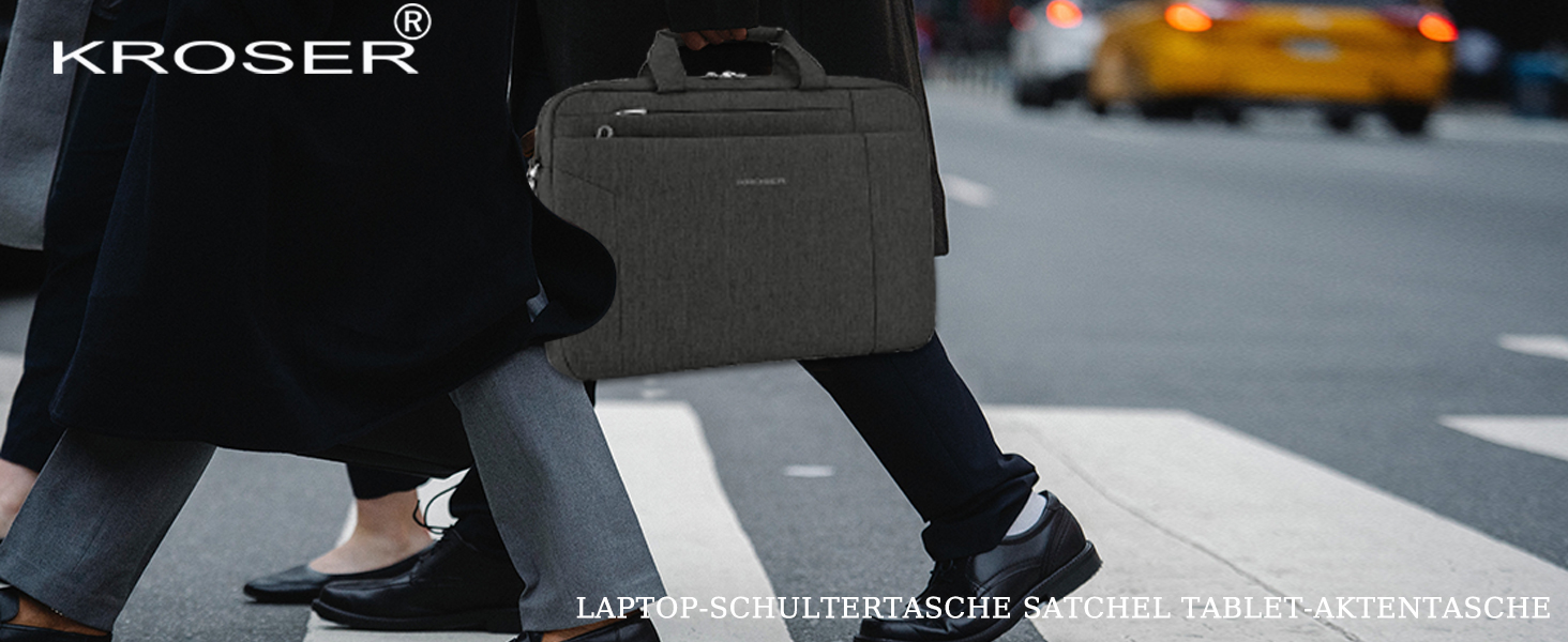 KROSER Laptop Bag 15.6 Inch Laptop Bag Briefcase Tablet Bag Shoulder Bag Crossbody Bag Water-Resistant Satchel Business Laptop Bag for Women and Men - Black MEHRWEG