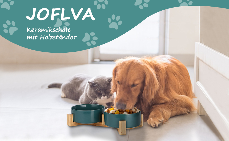 Миска для корму для собак та котів з кераміки з бамбуковим підставкою та антиковзним килимком (400 мл, 2 шт. - зелений)