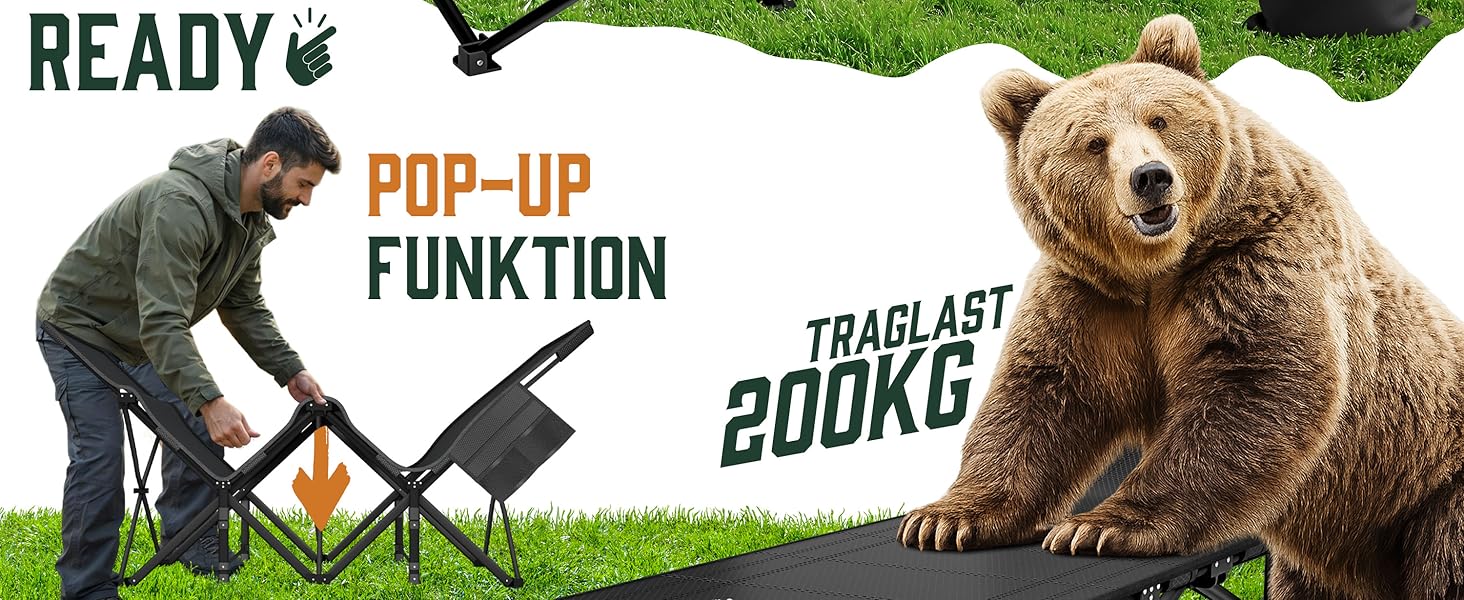 Ліжко кемпінгове розкладне ELONEO NEU Преміум сіре до 200 кг з сумкою для транспортування та бічними кишенями