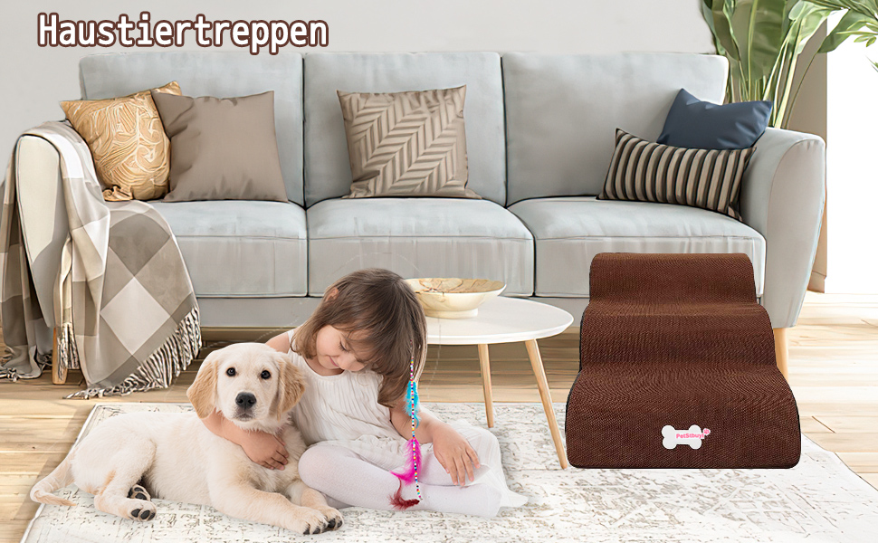 Сходинки для домашніх тварин Galatée знімні, чорного кольору, 3 ступені, знімний чохол на блискавці, губка високої щільності