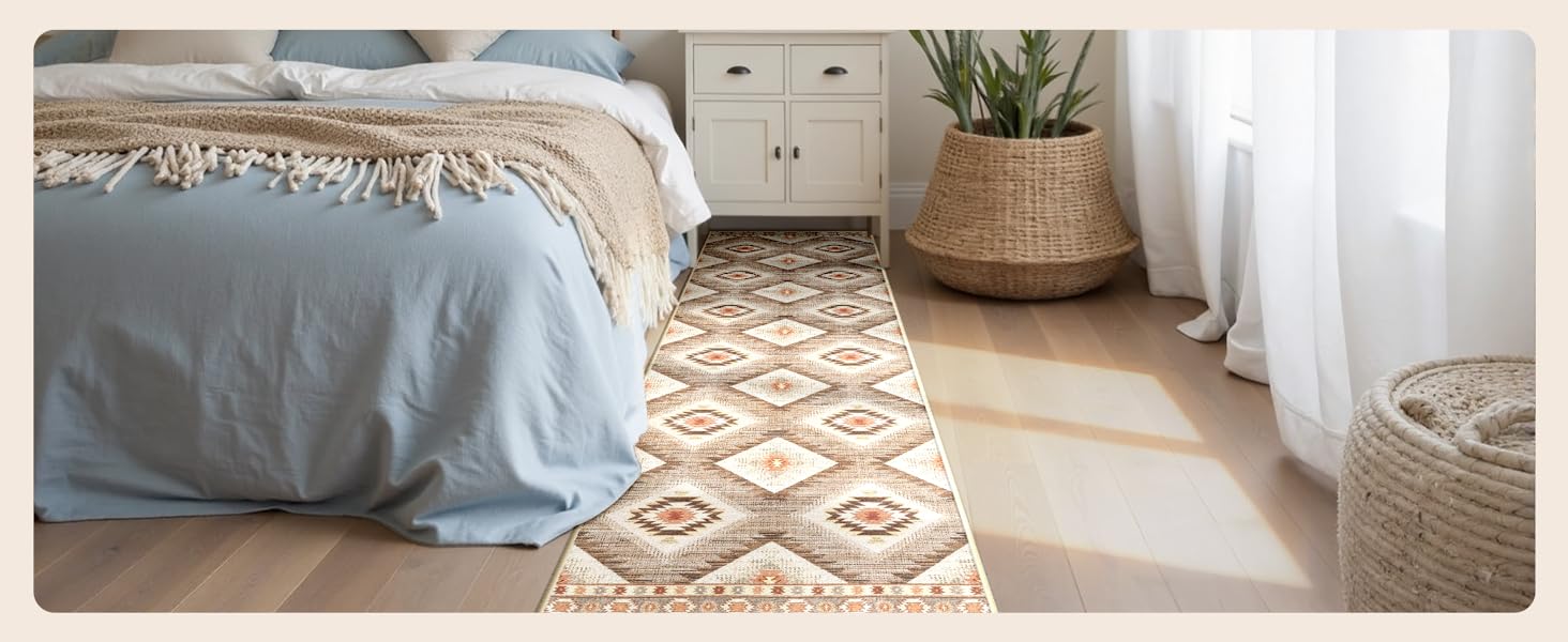 Килимок-довгий килим для коридору 60 x 180 см, неслизький для кухні, з коротким ворсом, пральний, складаний, у стилі бохо – для коридору, кухні, вітальні та офісу, чорно-білий 60 x 180 см